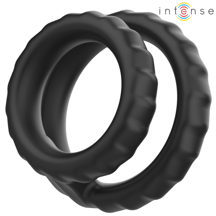 Intense - Dewey Anel de Pênis Duplo de Silicone Preto Modelo 2