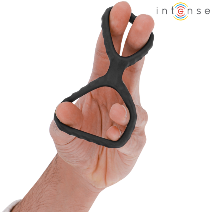 Intense - Dewey Anel de Pênis Duplo de Silicone Preto Modelo 2