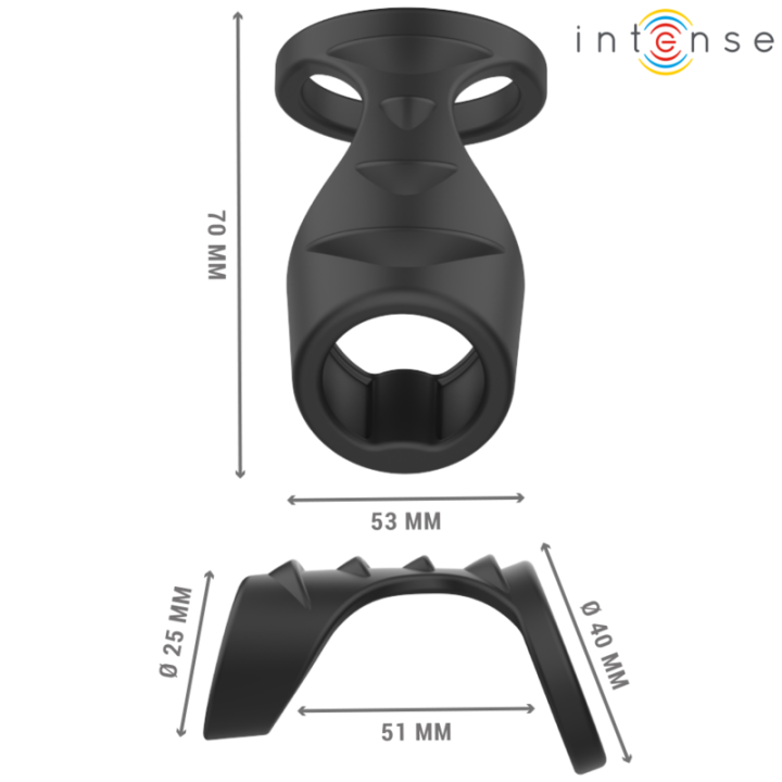 Intense - Theo Anneau Pénis Double Silicone Noir Modèle 3