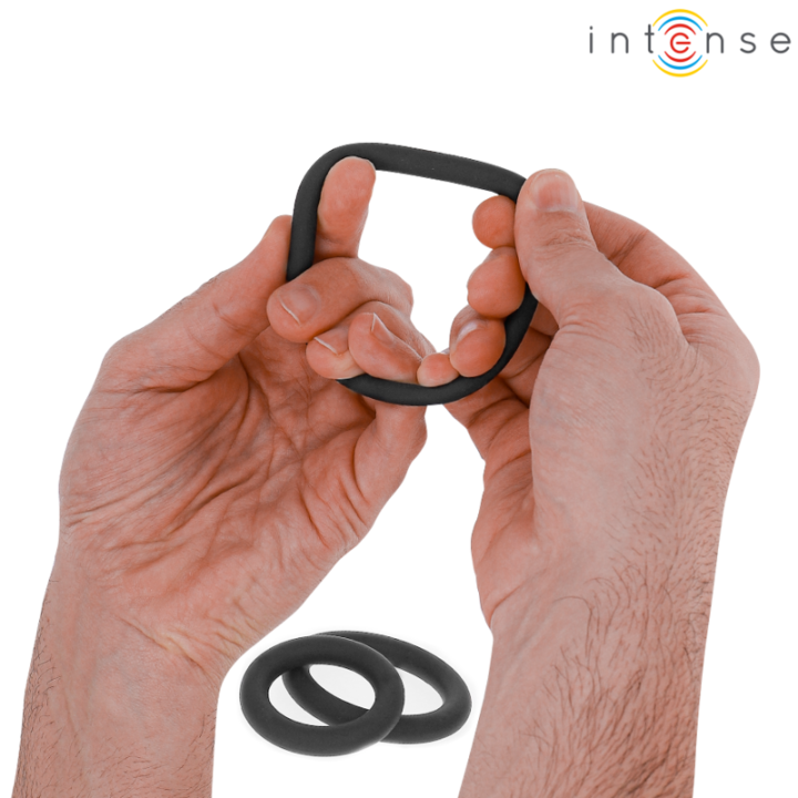 Intense - Hugh 3 Anneaux Pénis Basiques en Silicone Noirs