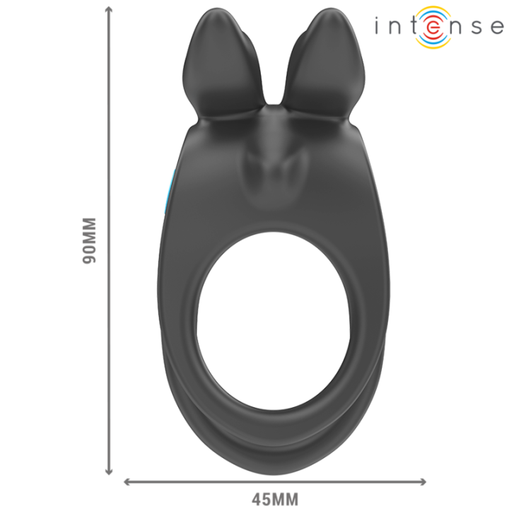 Intense - Sam Wibrator Podwójny Penis Ring 10 Wibracji Czarny