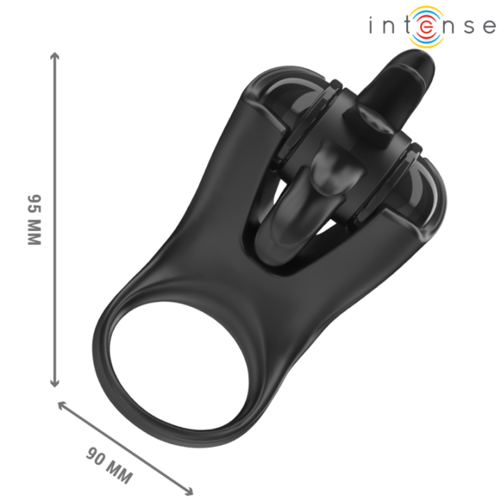 Intense - Mabel Anneau Vibrant 10 Vibrations Avec Stimulateur de Clitoris Noir