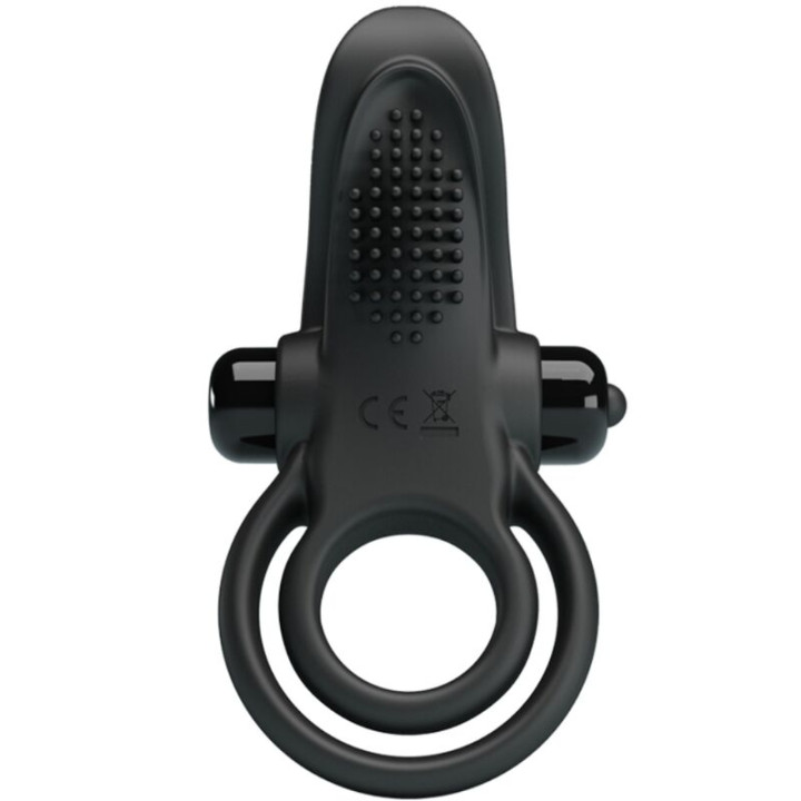 Pretty Love - Double Anneau Vibrant + Stimulateur de Clitoris 10 Vibrations Noir