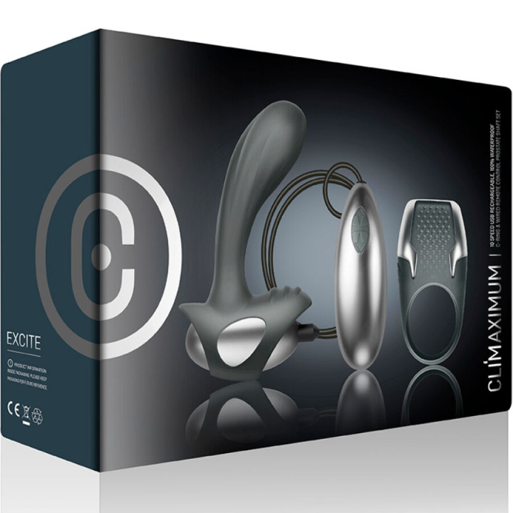 Climaximum - Excite Kit Anillo Para Pene + Masajeador Próstata Con Cable