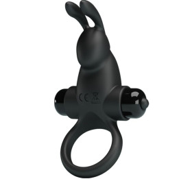 Pretty Love - Anneau Vibrant + Stimulateur de Clitoris Rabbit 10 Vibrations Noir
