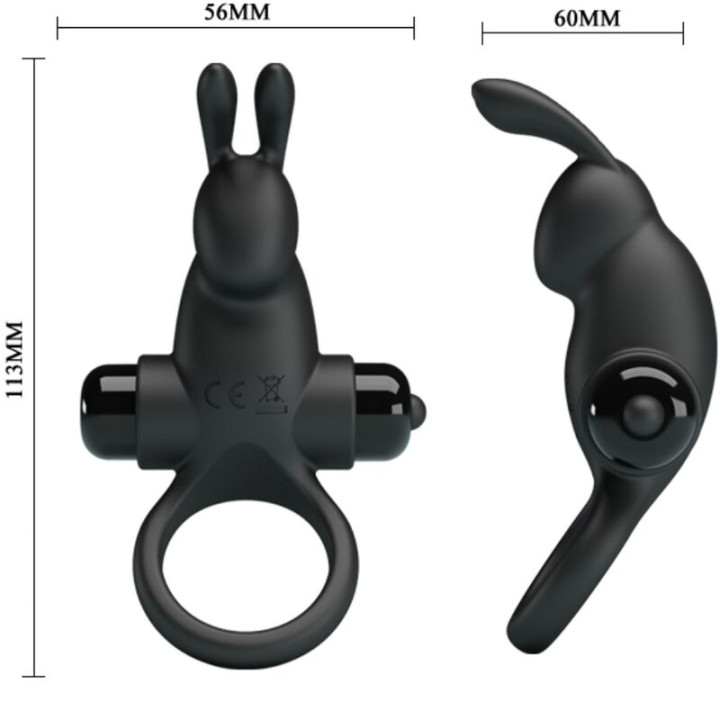 Pretty Love - Vibrationsring + Rabbit-Klitoris-Stimulator 10 Vibrationen Schwarz