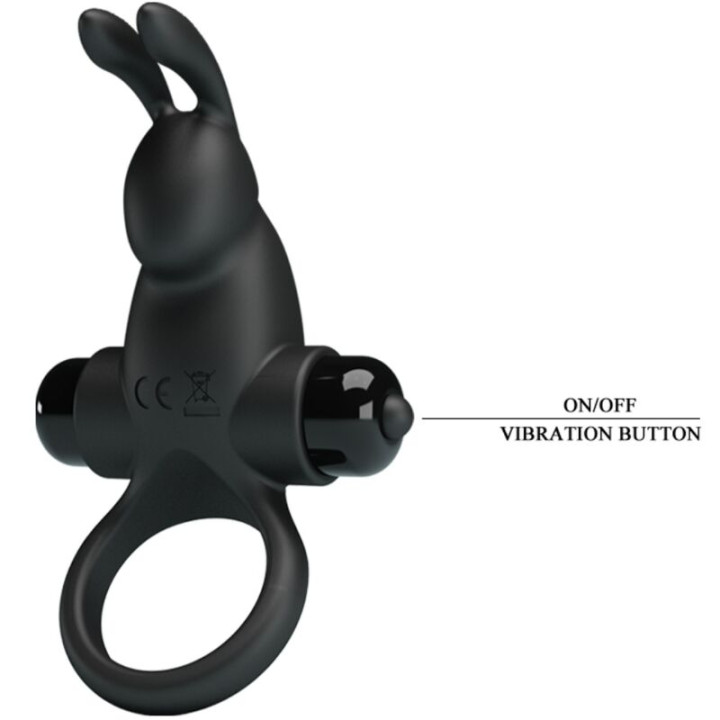Pretty Love - Vibrationsring + Rabbit-Klitoris-Stimulator 10 Vibrationen Schwarz