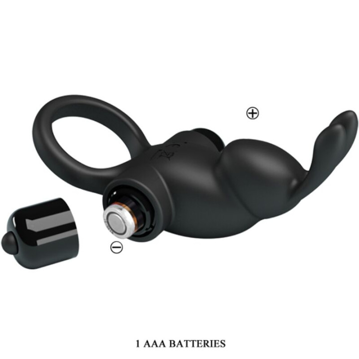Pretty Love - Vibrationsring + Rabbit-Klitoris-Stimulator 10 Vibrationen Schwarz