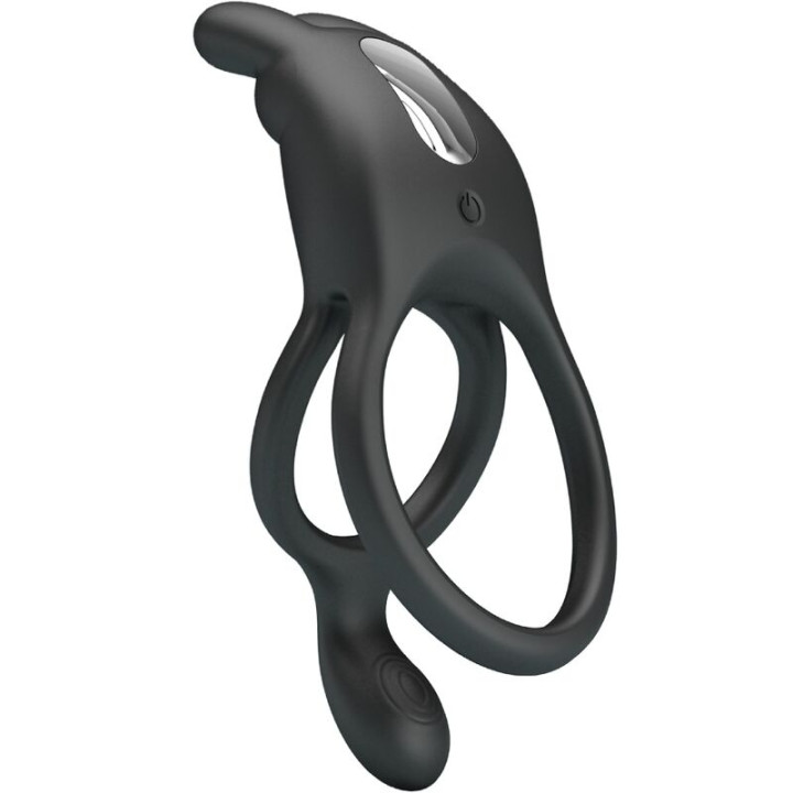 Pretty Love - Seth Doppel-Vibrationsring Rabbit 7 Vibrationen Schwarz
