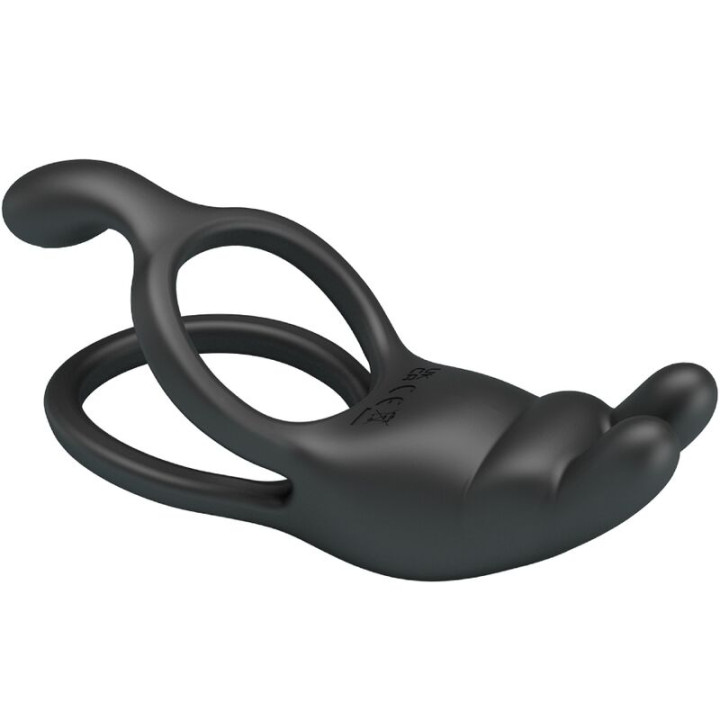 Pretty Love - Seth Doppel-Vibrationsring Rabbit 7 Vibrationen Schwarz