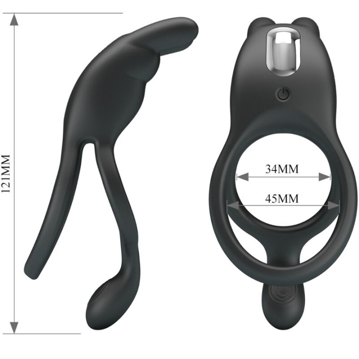 Pretty Love - Seth Doppel-Vibrationsring Rabbit 7 Vibrationen Schwarz