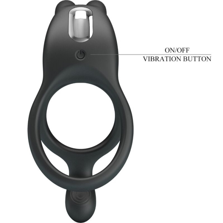Pretty Love - Seth Doppel-Vibrationsring Rabbit 7 Vibrationen Schwarz