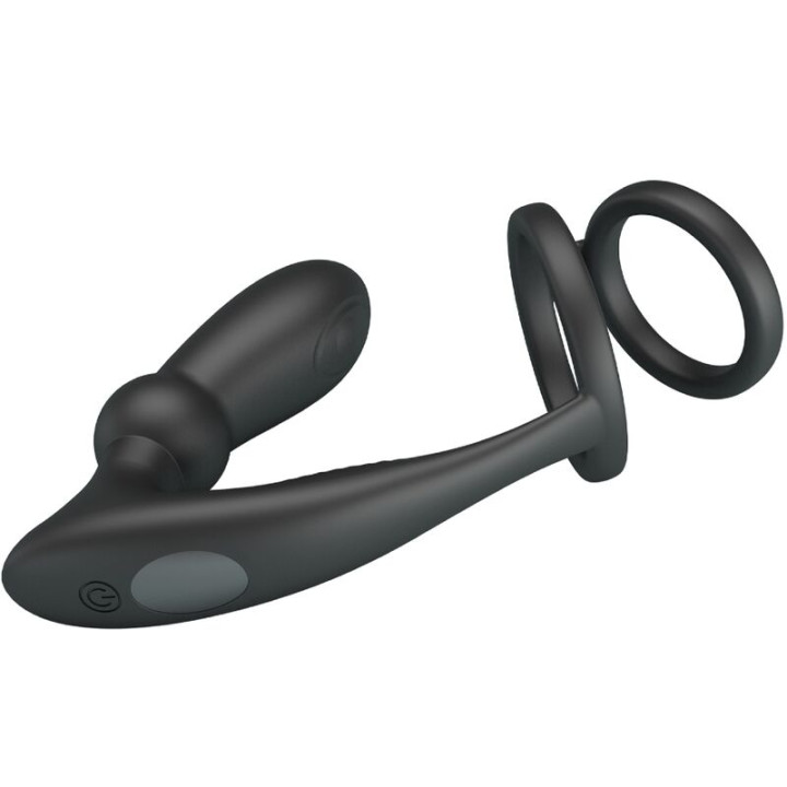 Pretty Love - Emoni Penis Ring + Anal Plug 12 Wibracji Czarny