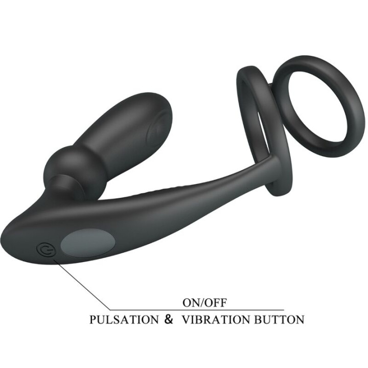 Pretty Love - Emoni Penisring + Anal Plug 12 Vibrationen Schwarz