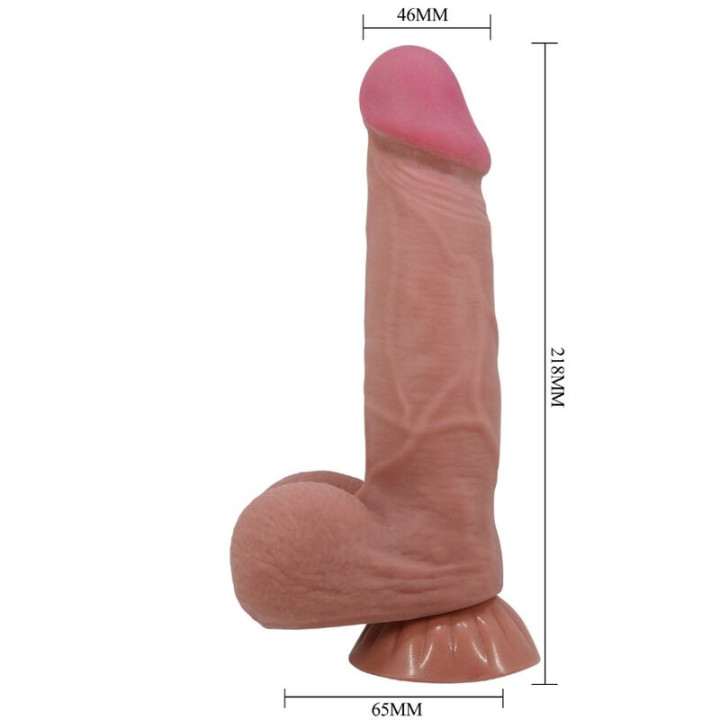 Pretty Love - Série Sliding Skin Gode Réaliste Avec Ventouse Coulissante Peau Brun 21,8 cm