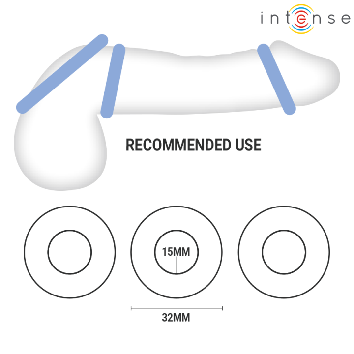 Intense - Set di 3 Anelli Per Pene Wick, Vari Colori