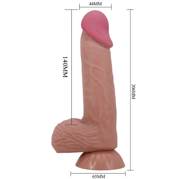 Pretty Love - Sliding Skin Series Realistic Dildo With Sliding Brown Skin Suction Cup 20.6 cm