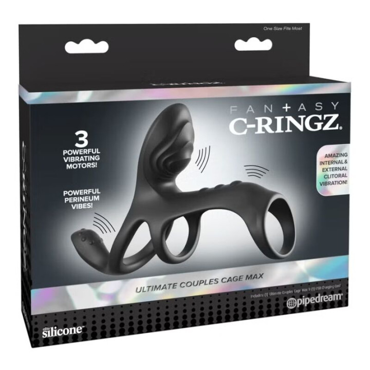 Intense - Merlotte Vibrating Penis Ring With Clitoris Stimulation Black