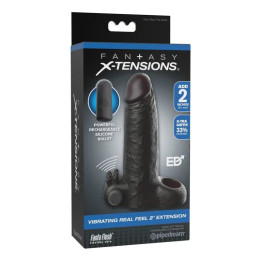 Fantasy x-Tensions - Vibrating Real Feel 5cm Penis Extension Sleeve Black