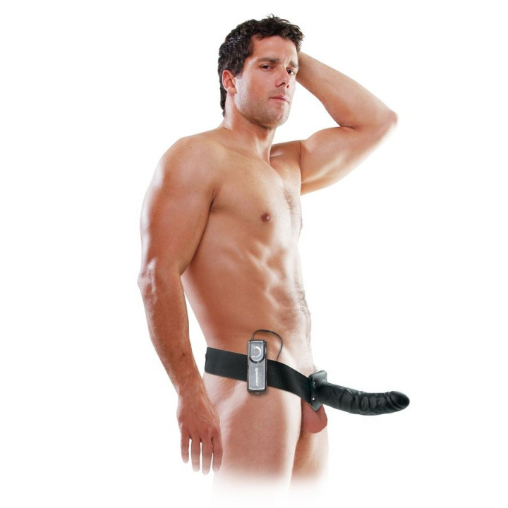 Fetish Fantasy Series - 19 cm Vibrating Hollow Strap-on Black