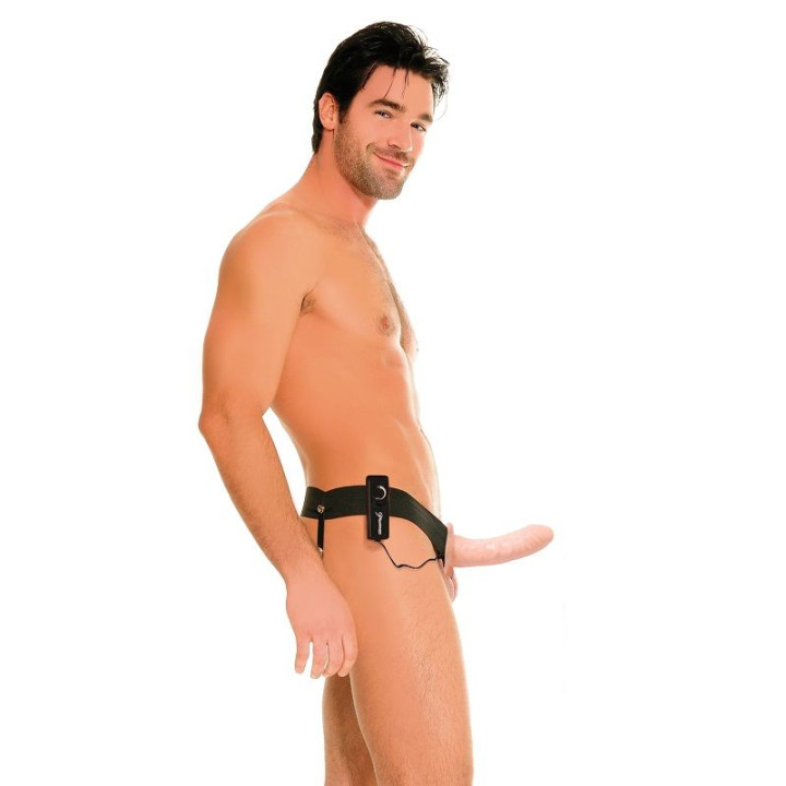 Fetish Fantasy Series - Hollow Vibrator Harness For Him And Her Natural 14cm