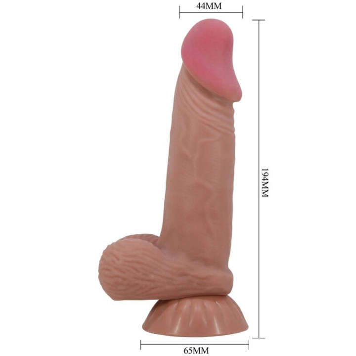 Pretty Love - Sliding Skin Series Realistischer Dildo Mit Schiebendem Braunen Hautsaugnapf 19,4 cm