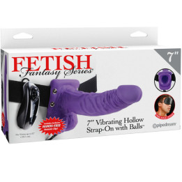 Fetish Fantasy Series - 7 Hollow Strap-on Vibrando Com Bolas 17,8cm Roxo
