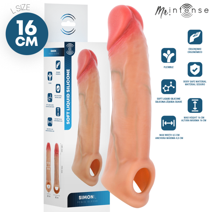 Mr Intense - Capa de Silicone Para Pênis Simon l 16 cm -ø- 4,5 cm