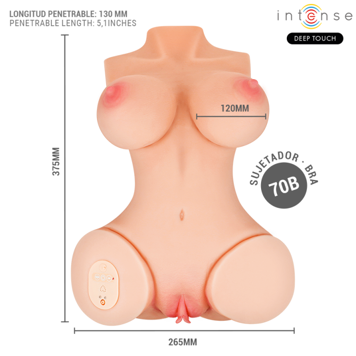 Intense Deep Touch - Vero Torso Vaginal Com Efeitos de Sucção, Calor, Vibração e Voz l 5,5 kg