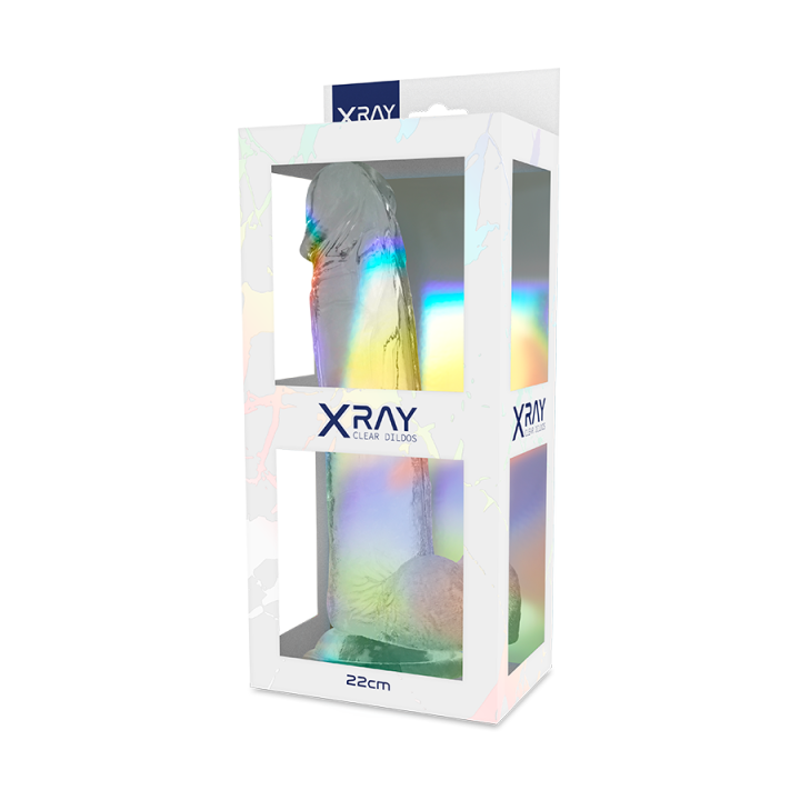X Ray - Dildo Transparente Com Bolas 22 cm -o- 4.6 cm
