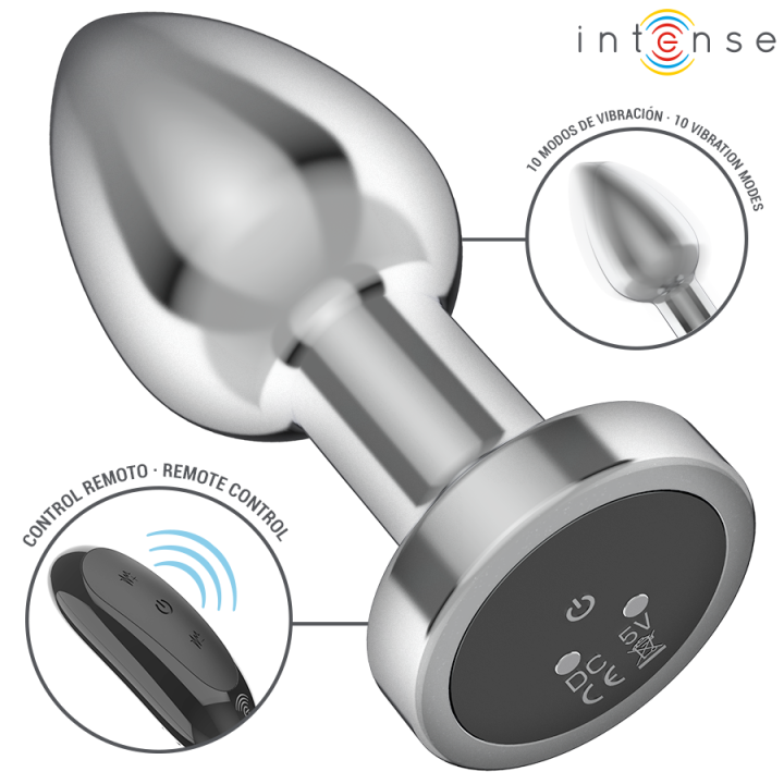 Intense - Anal Plug 10 Vibrationen Metall Mit Fernbedienung m