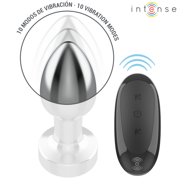 Intense - Plug Anale 10 Vibrazioni Metallo Con Telecomando s