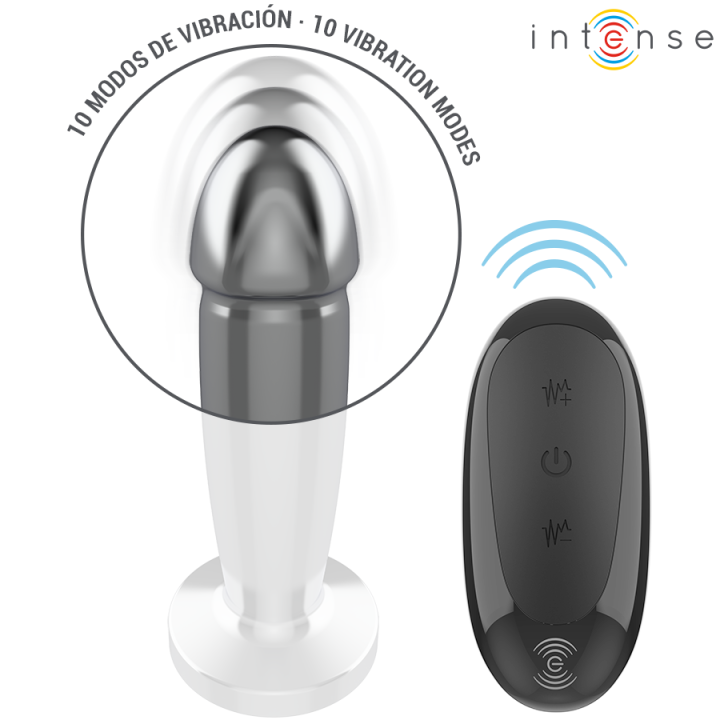 Intense - Anal Plug 10 Vibrazioni Dildo Metallo Con Telecomando s