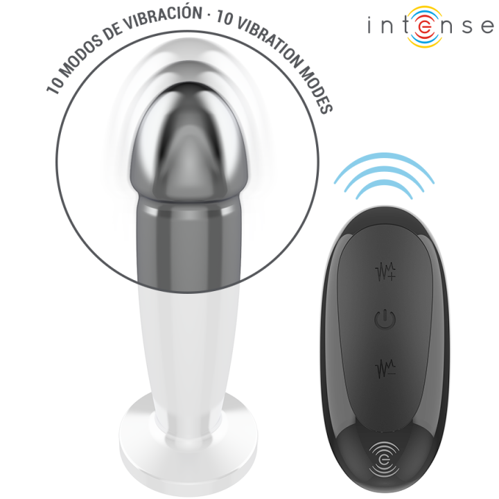 Intense - Anal Plug 10 Vibrazioni Dildo Metallo Con Telecomando m