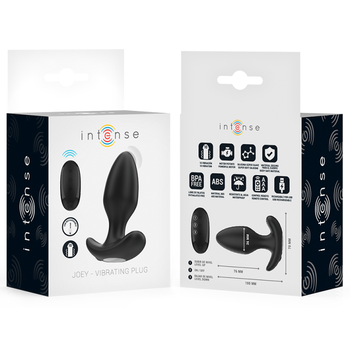 Intense - Joey Anal Plug 10 Vibrationen Schwarz Fernbedienung