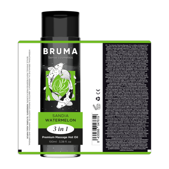 Bruma - Huile de Massage Premium Effet Chaleur Saveur de Pastèque 3 en 1 - 100 ml