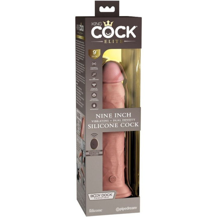 King Cock - Elite Vibratore Dildo Realistico e Telecomando in Silicone 23 cm