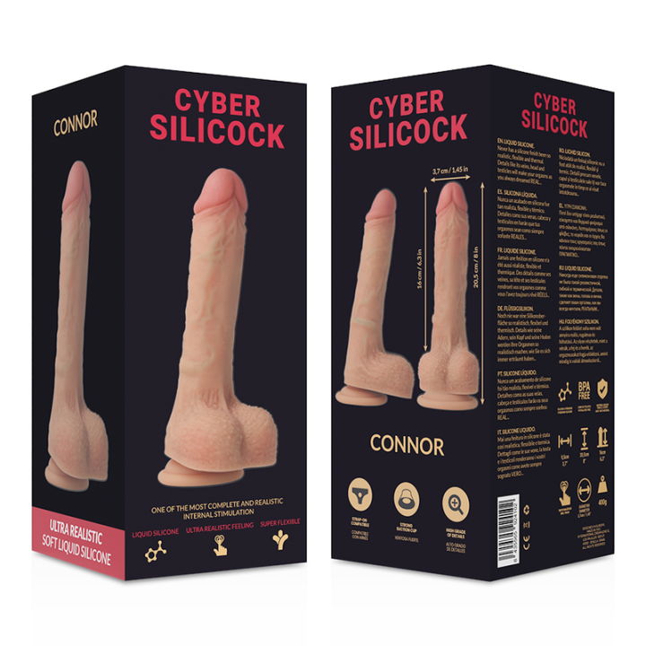 Cyber Silicock - Strap-on Connor Silicone Líquido Com 3 Anéis Grtis 20.5 cm -o- 3.7 cm