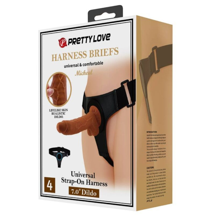 Pretty Love - Harness Briefs Universal Harness With Dildo Micheal 20 cm Black