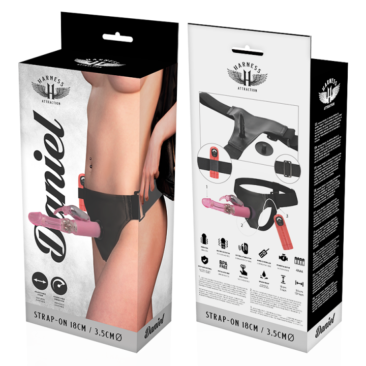 Harness Attraction - Rnes Daniel Com Vibrao e Rotao 18 cm -o- 3.5 cm