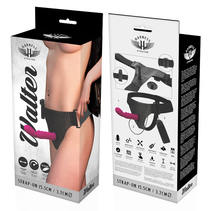 Harness Attraction - Arnés Walter Con Vibración 15.5 cm -o- 3.7 cm