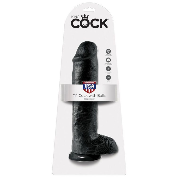 King Cock - Dildo Preto Com Bolas 28 cm
