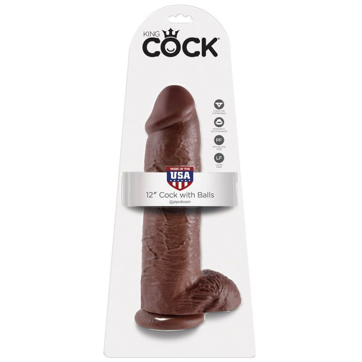 King Cock - Gode Marron Avec Boules 30.48 cm