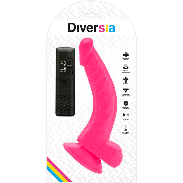 Diversia - Vibrao Flexível Diversia Rosa 21.5 cm -o- 4.5 cm