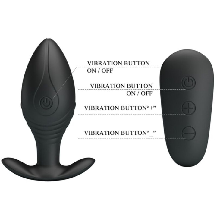 Pretty Love - Regina Anal Plug Wiederaufladbarer Vibrator Schwarz