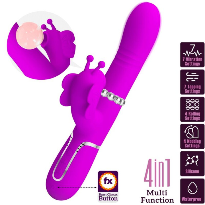 Pretty Love - Multifunction Rabbit Vibrator 4 in 1 Butterfly Fuchsia