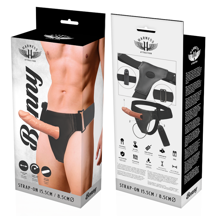 Harness Attraction - Rnes Hollow Benny With Vibrator 15 cm -o- 4.5 cm