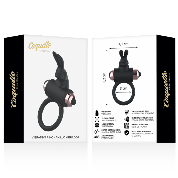 Coquette Chic Desire - Anello da Cazzo Con Vibratore Nero/Oro