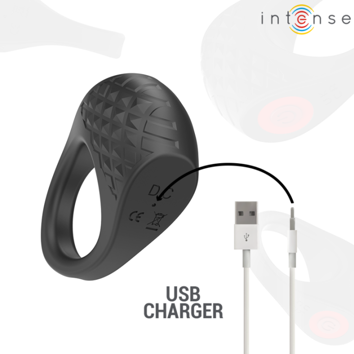 Intense - Clover Wibrator Penis Ring 10 Wibracji Czarny
