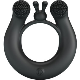 Pretty Love - Anneau Vibrant Dahlia + Stimulateur de Clitoris 12 Vibrations Noir